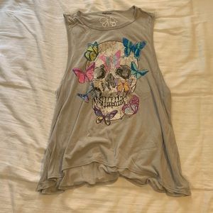 Skull and butterfly top